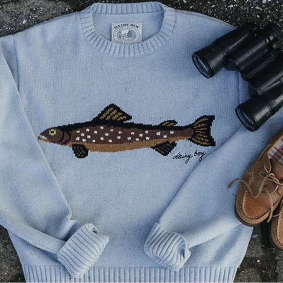 Blue Fish Pattern Sweater - Picture 2 of 3